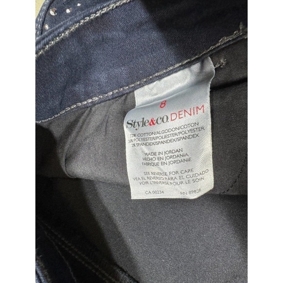 Style & Co Denim Capri Womens 8 Stretch Fit Bedazzled Rhinestone Sides 30x24 - Picture 4 of 11